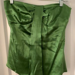 NWT LOFT Green 100% Silk Strapless Party Top Size 2P
